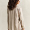 Blazer em mistura de linho com riscas finas
