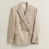 Blazer em mistura de linho com riscas finas