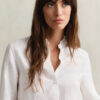 Blusa com folhos em mistura de linho