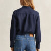 Blusa com folhos em mistura de linho