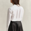 Blusa com folhos em mistura de linho