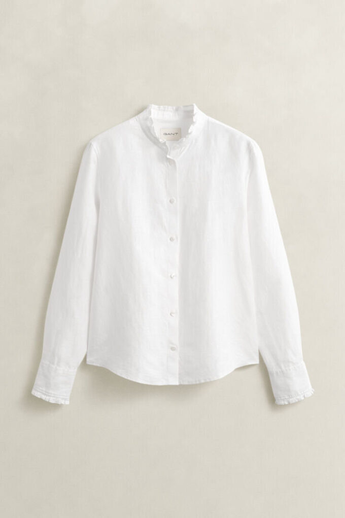 Blusa com folhos em mistura de linho