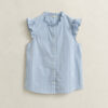 Blusa de algodão às riscas com folhos