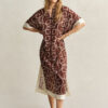 Caftan de Algodão e Seda com Monograma