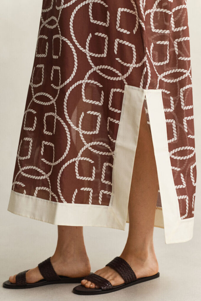 Caftan de Algodão e Seda com Monograma