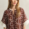 Caftan de Algodão e Seda com Monograma
