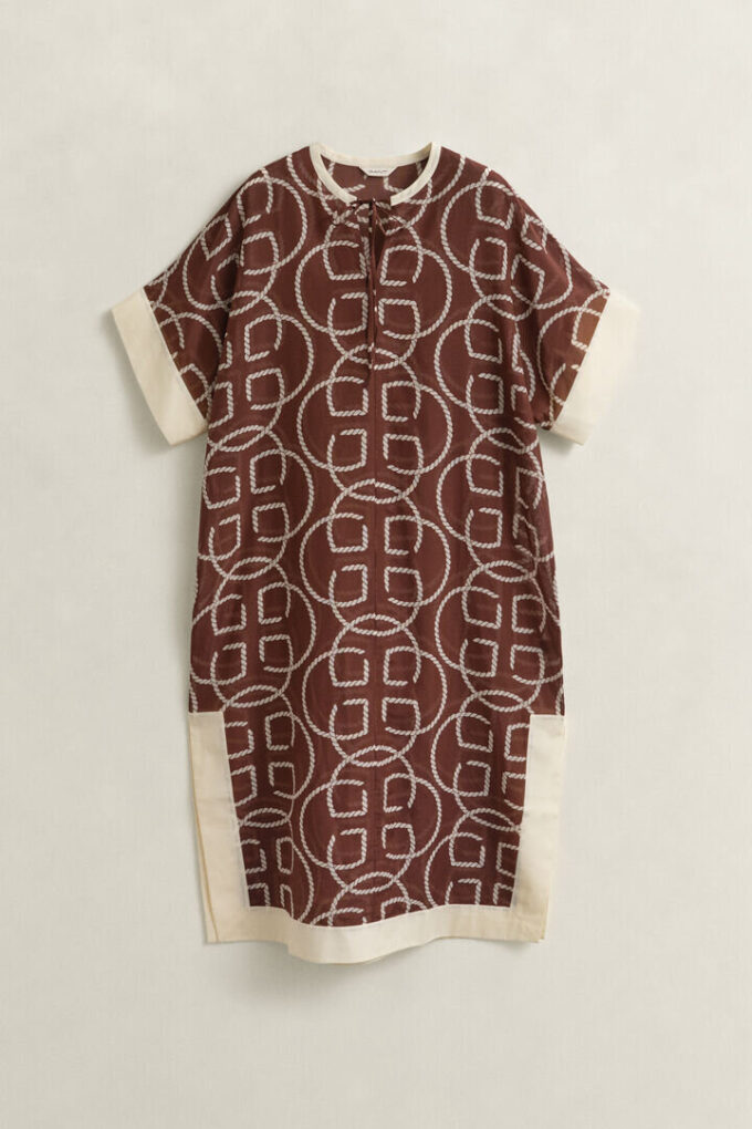 Caftan de Algodão e Seda com Monograma