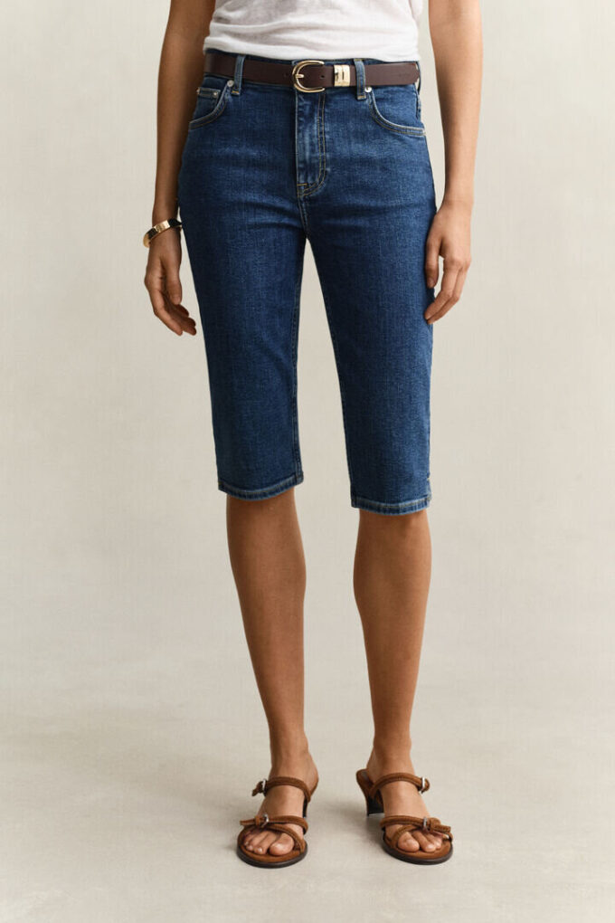 Calças Capri em Denim