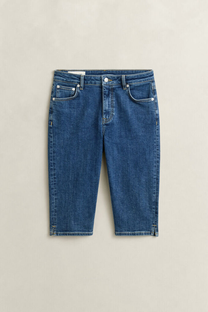 Calças Capri em Denim