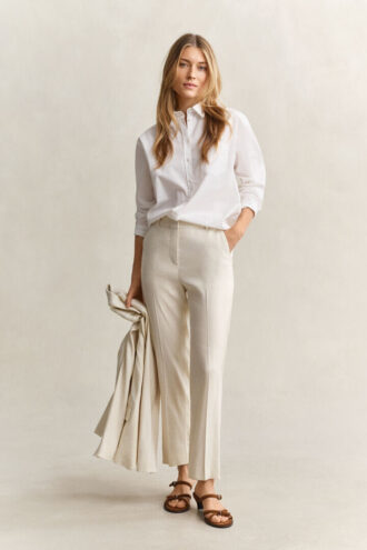 Calças de linho elástico à medida