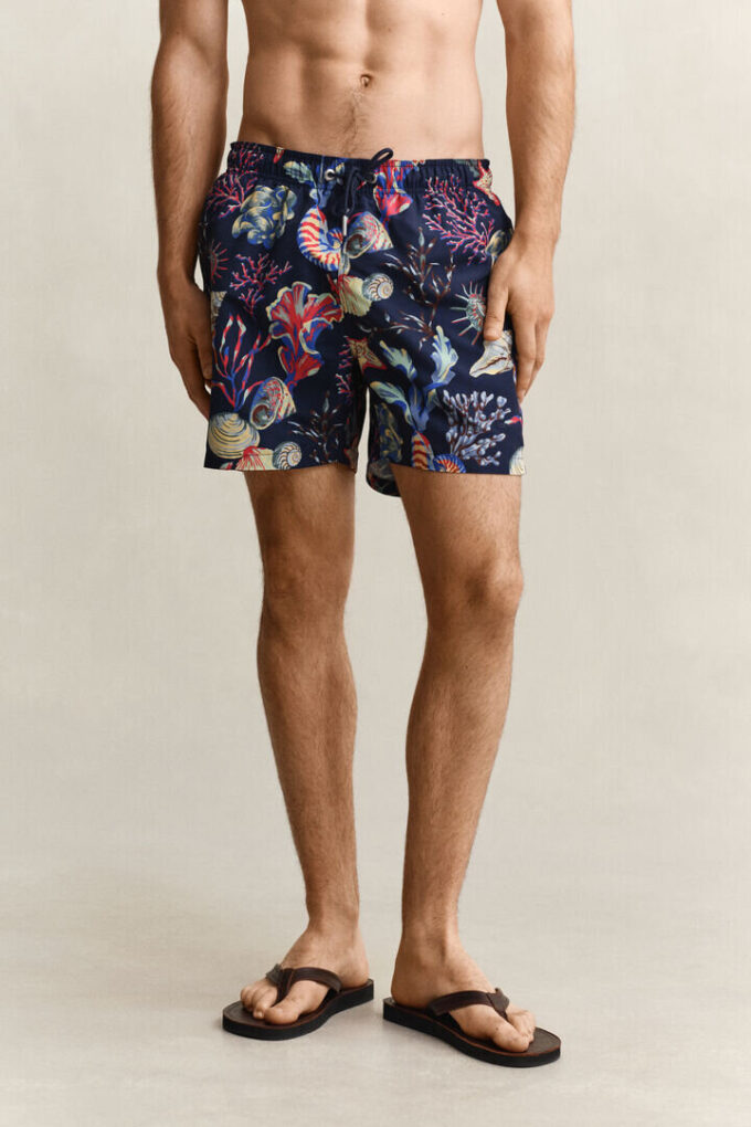 Calções de banho com estampado de algas