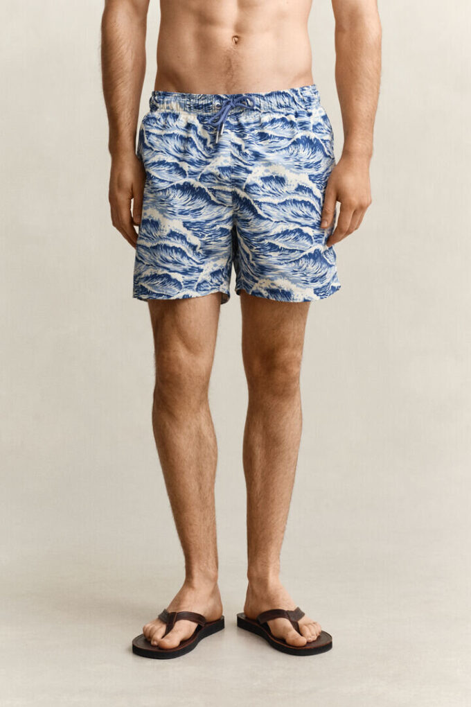 Calções de banho com estampado de ondas