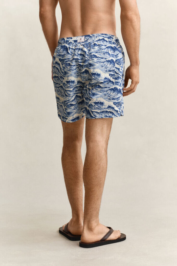 Calções de banho com estampado de ondas