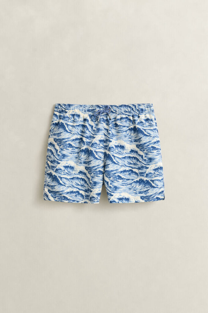 Calções de banho com estampado de ondas