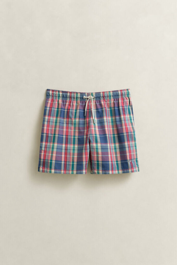 Calções de banho com padrão Madras