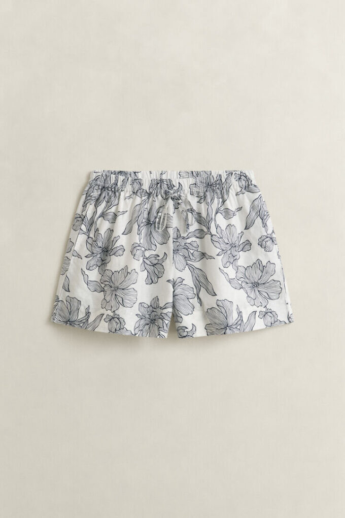 Calções de linho com padrão floral