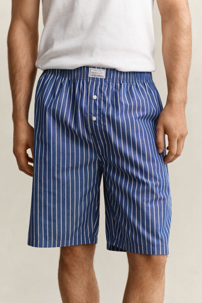 Calções de pijama em popeline às riscas