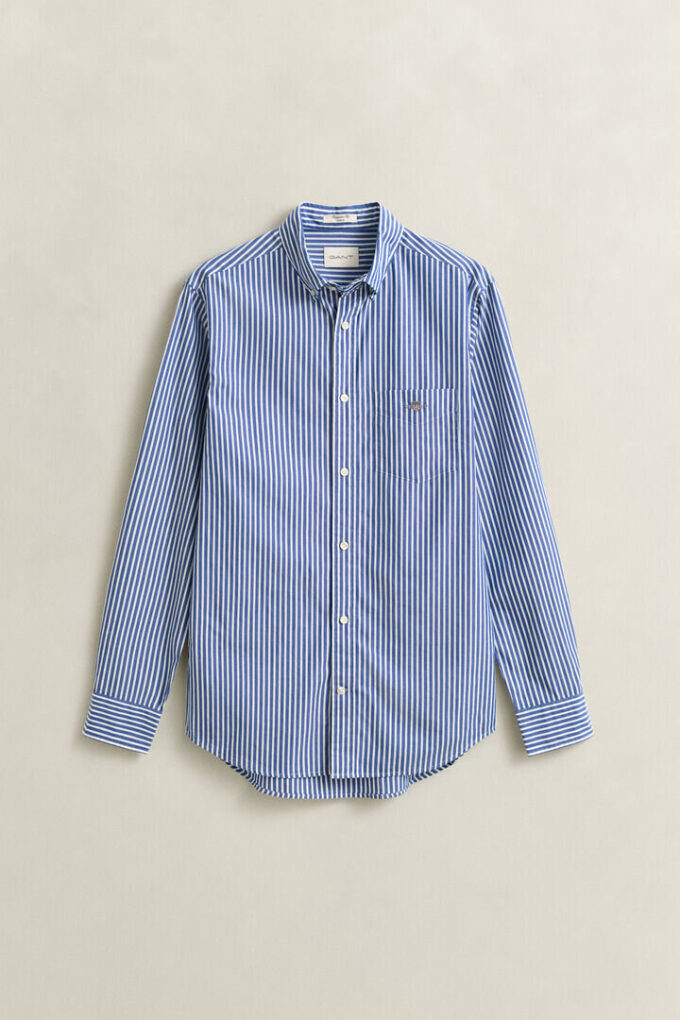 Camisa clássica de popelina às riscas