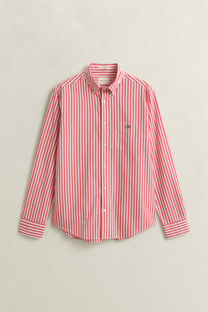 Camisa clássica de popelina às riscas