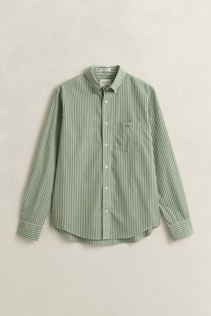 Camisa clássica de popelina às riscas