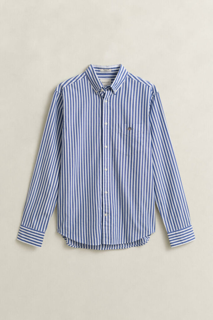 Camisa clássica de popelina às riscas