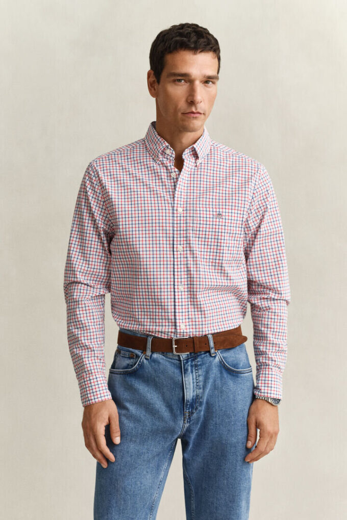 Camisa clássica de popelina xadrez