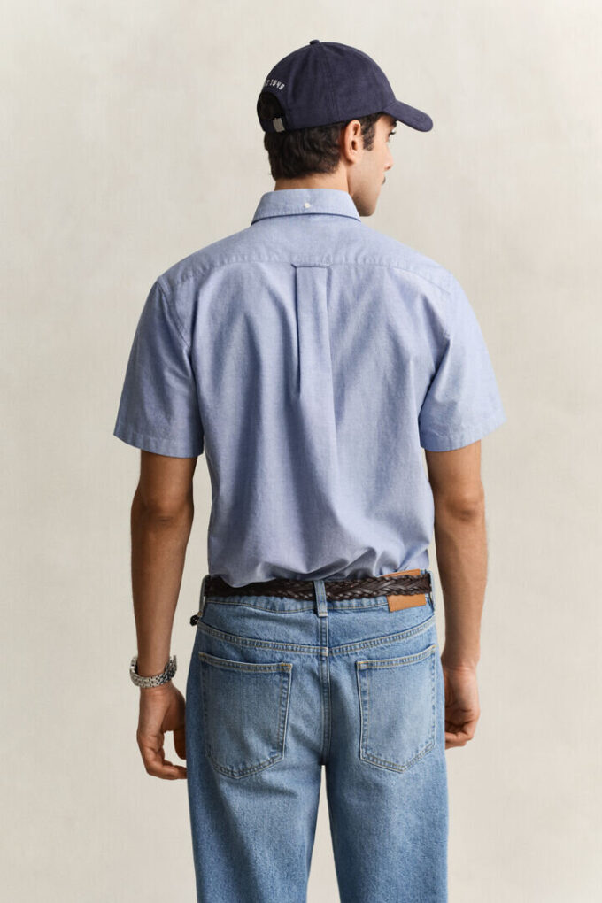 Camisa de calções clássica de manga curta Oxford