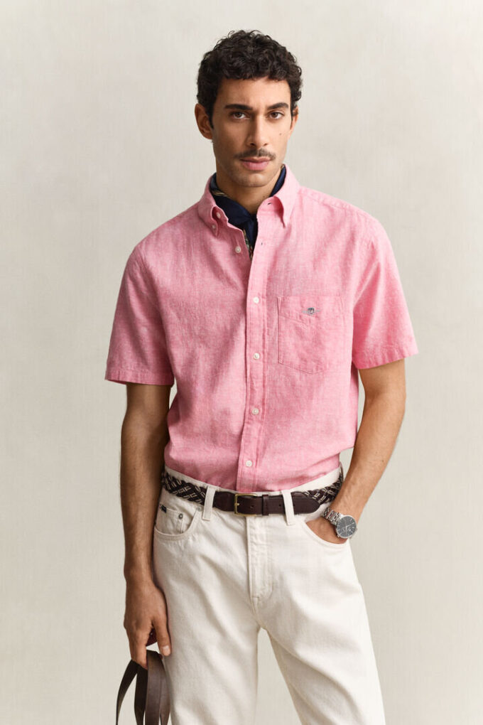 Camisa de calções em mistura de linho