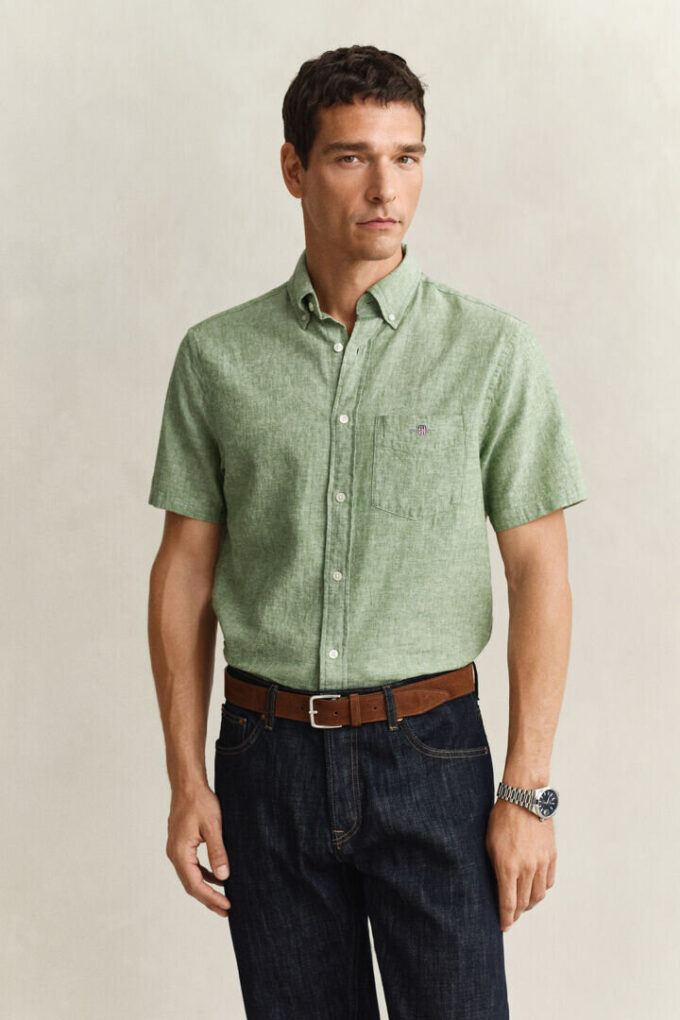 Camisa de calções em mistura de linho