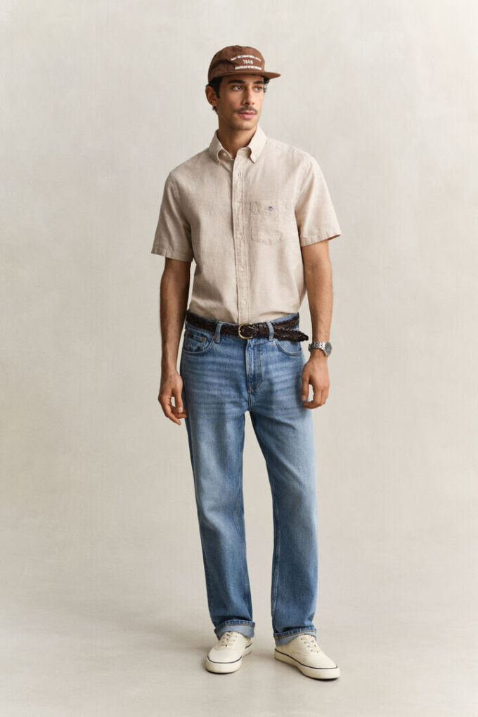 Camisa de calções em mistura de linho
