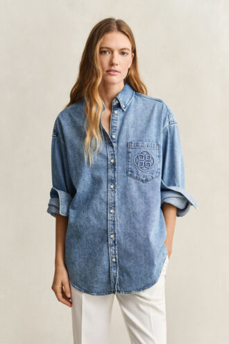 Camisa de ganga bordada