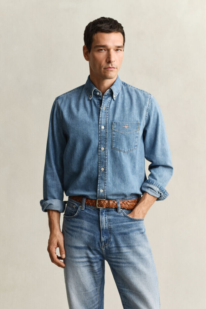 Camisa de ganga de corte regular