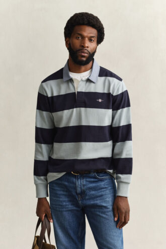 Camisa de ganga Heavy Rugger às riscas com gola em chambray