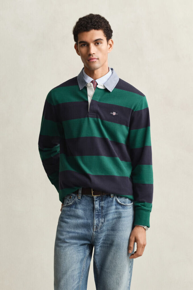 Camisa de ganga Heavy Rugger às riscas com gola em chambray