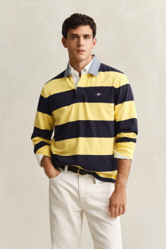 Camisa de ganga Heavy Rugger às riscas com gola em chambray