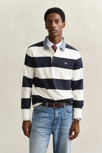 Camisa de ganga Heavy Rugger às riscas com gola em chambray
