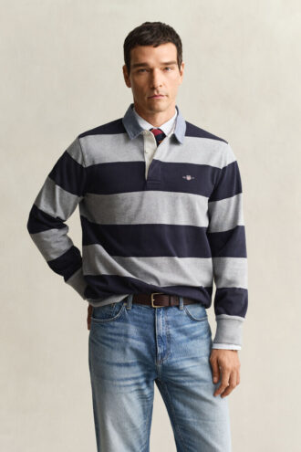 Camisa de ganga Heavy Rugger às riscas com gola em chambray