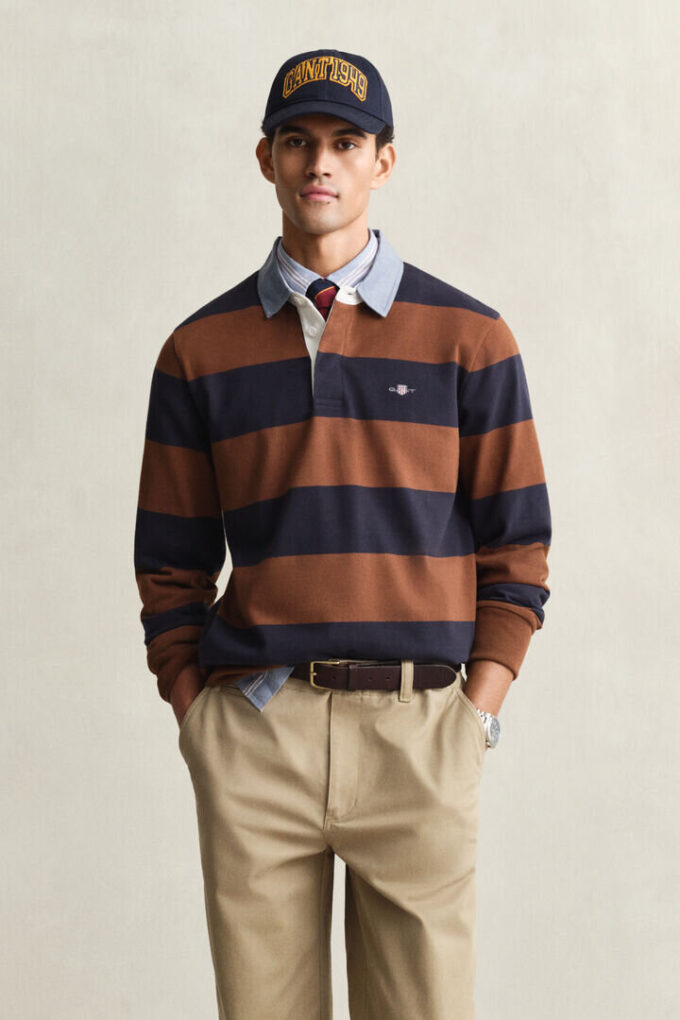 Camisa de ganga Heavy Rugger às riscas com gola em chambray