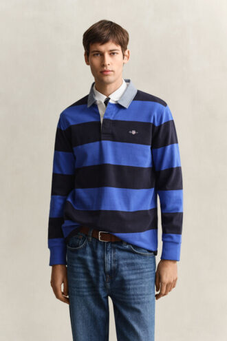 Camisa de ganga Heavy Rugger às riscas com gola em chambray