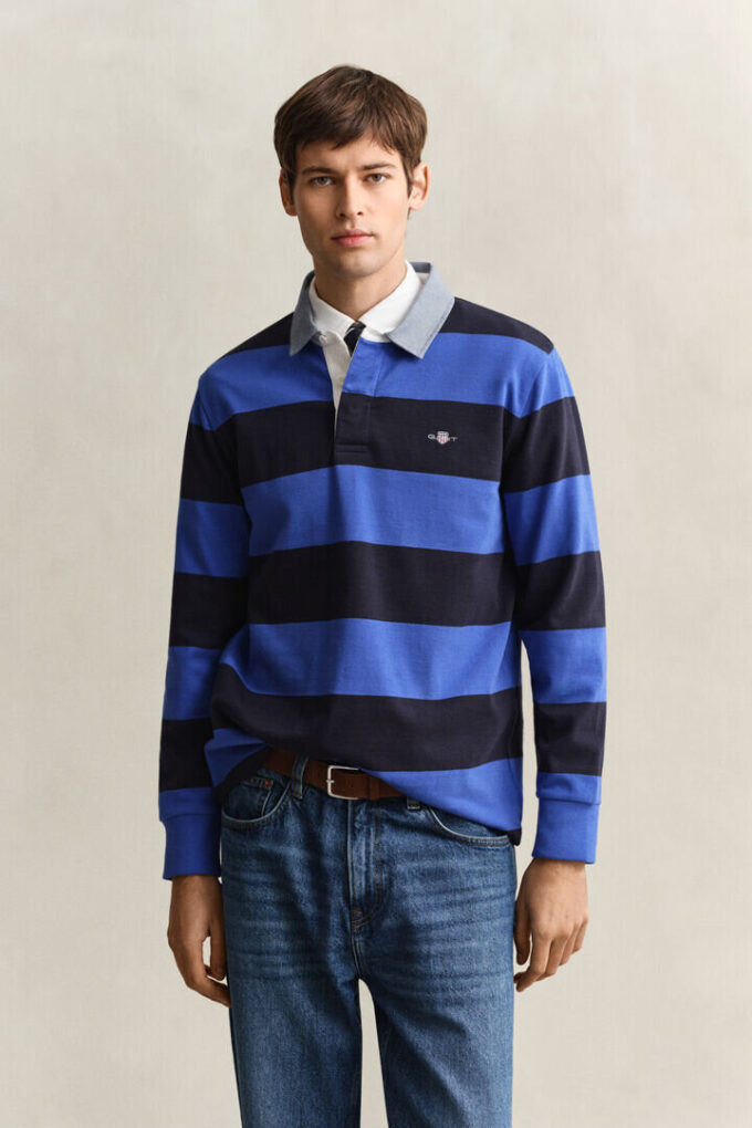 Camisa de ganga Heavy Rugger às riscas com gola em chambray