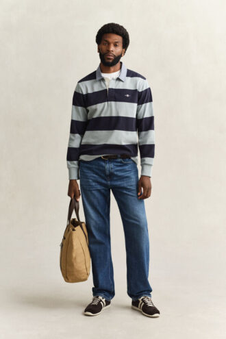 Camisa de ganga Heavy Rugger às riscas com gola em chambray