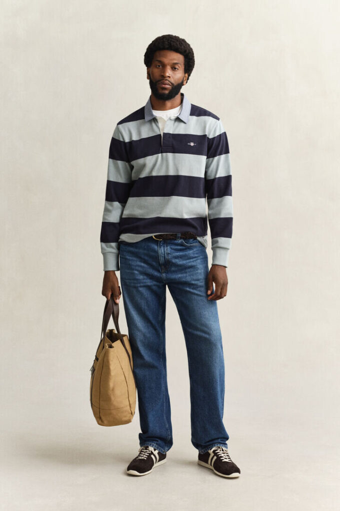 Camisa de ganga Heavy Rugger às riscas com gola em chambray
