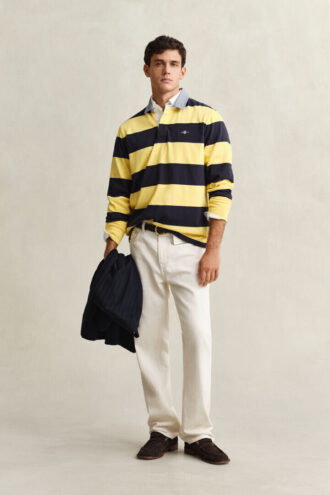 Camisa de ganga Heavy Rugger às riscas com gola em chambray