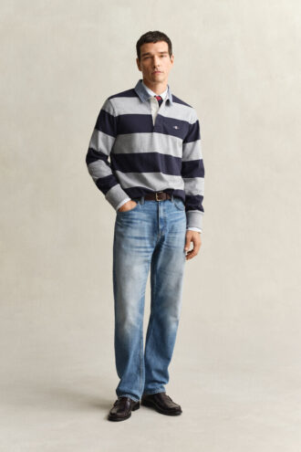 Camisa de ganga Heavy Rugger às riscas com gola em chambray