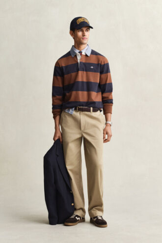 Camisa de ganga Heavy Rugger às riscas com gola em chambray