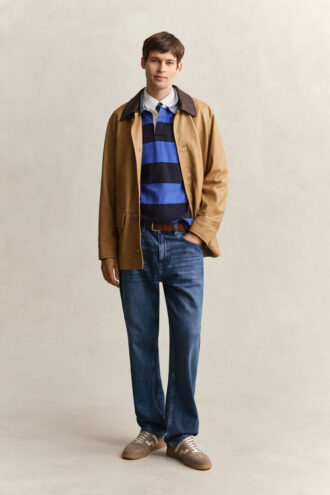 Camisa de ganga Heavy Rugger às riscas com gola em chambray