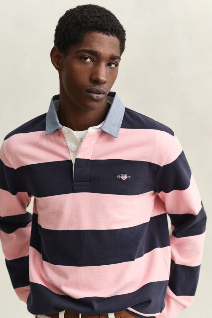 Camisa de ganga Heavy Rugger às riscas com gola em chambray