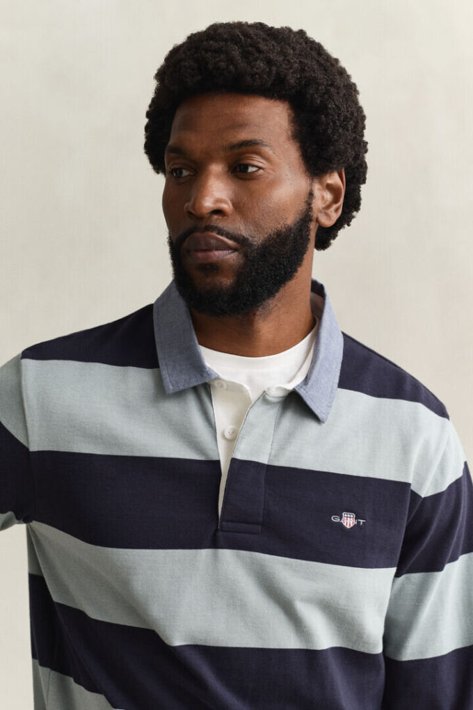 Camisa de ganga Heavy Rugger às riscas com gola em chambray