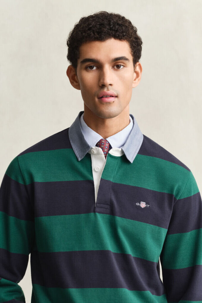 Camisa de ganga Heavy Rugger às riscas com gola em chambray