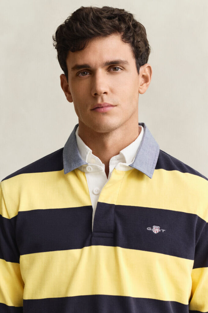 Camisa de ganga Heavy Rugger às riscas com gola em chambray